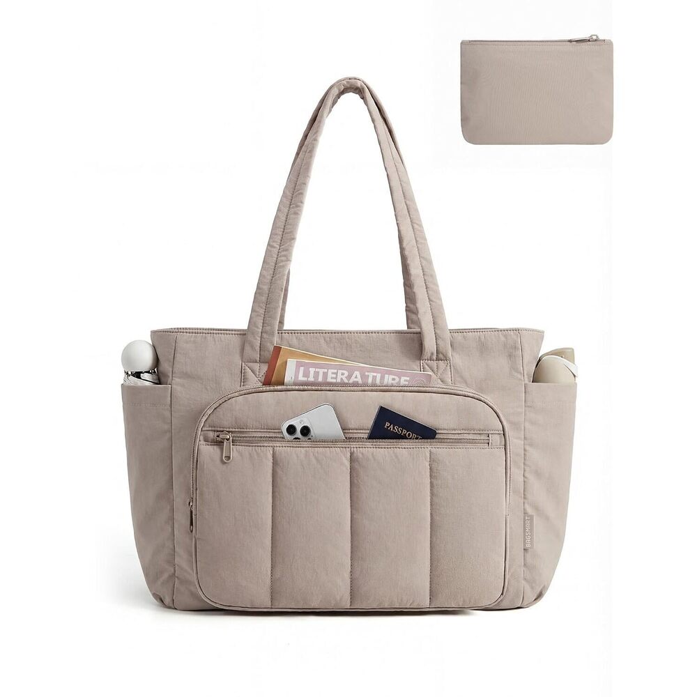 Tote Bag for Women, 2 Set Puffer Tote Bag with Zipper, Quilted Nurse